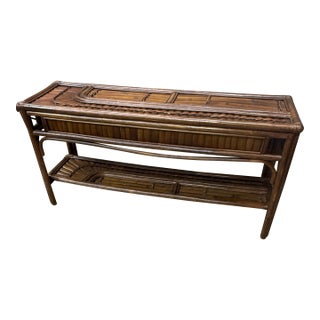 1970s Split Bamboo Rising Sun Console Table For Sale