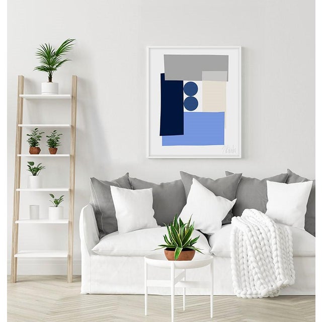 Mid-Century Modern Blue Tuxedo Fine Art Print 45" X 55" by Liz Roache For Sale - Image 3 of 6