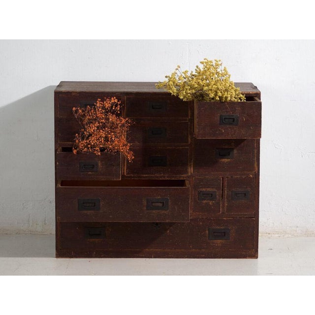 Antique Japanese chest of drawers – Meiji / Taishō Period (c.1890-1926)Dimensions: Length: 91 cm Depth: 44 cm Height: 75...