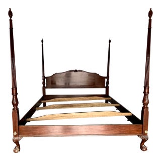 1980s Vintage Four Poster Mahogany King Size Bed For Sale