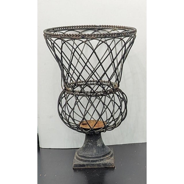 French Provincial Vintage Iron French Garden Urn For Sale - Image 3 of 5