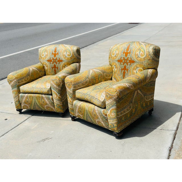 English Vintage Chairs Reupholstered in Martin Bullard for Schumacher Fabric For Sale - Image 3 of 8