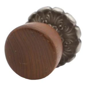 Mid 20th Century Vintage Wood Concave Dummy Door Knob With Nickel Rosette
