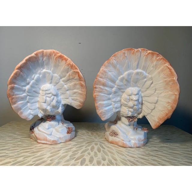 Vintage Italian Glazed Pottery White Fantail Dove Figurines- Set of 2 For Sale In Philadelphia - Image 6 of 9