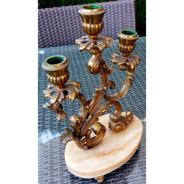 Vintage Marble and Bronze Candleholders, 1930s, Set of 2 For Sale - Image 14 of 15