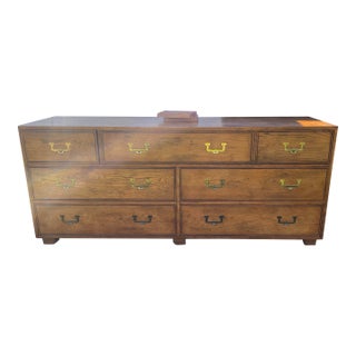 1970s Henredon Artefacts Campaign 7 Drawer Dresser For Sale