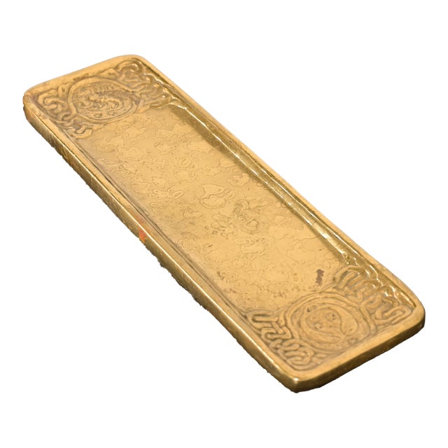Tiffany Studios New York Zodiac Bronze Doré Pen Tray For Sale