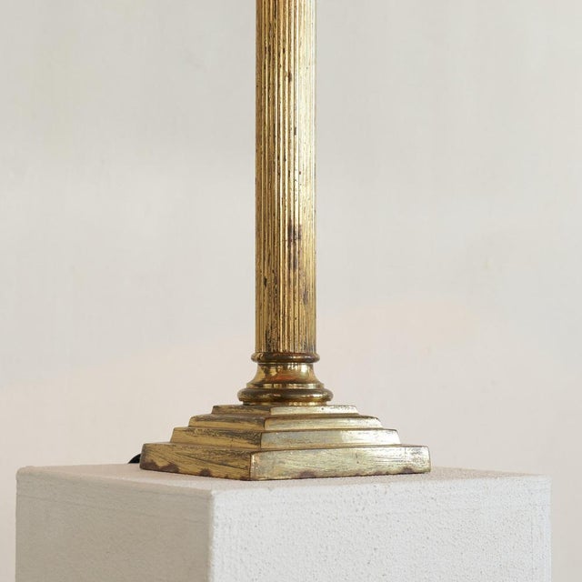 1920s Neoclassical Column Table Lamp in Patinated Brass, 1920s For Sale - Image 5 of 11