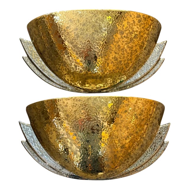 Ceramic and Golden Wall Lamps, 1970s, Set of 2 For Sale