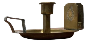 Vintage Brass Candle Holder with Matchbox Holder