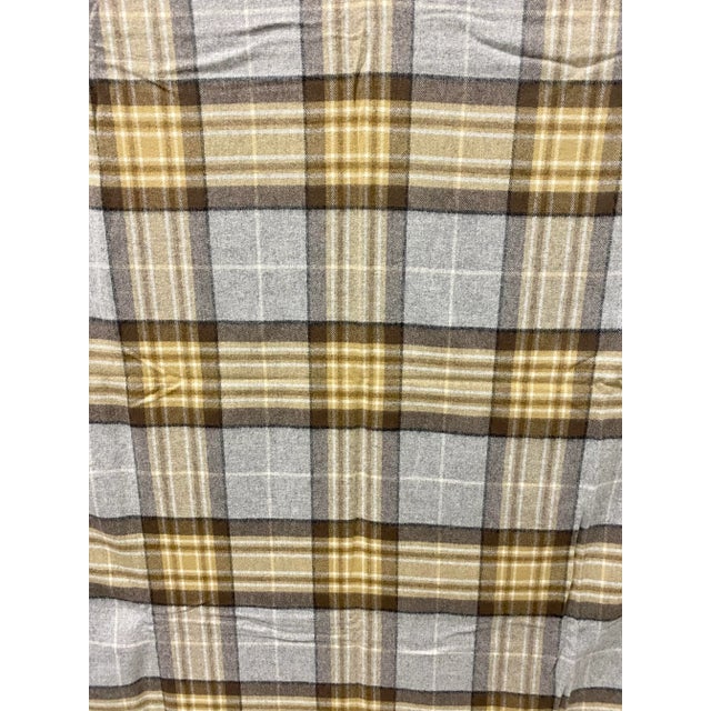Super Soft Merino Lambswool Throw in a Classic Tan and Gray Plaid Pattern -Made in England For Sale - Image 9 of 11