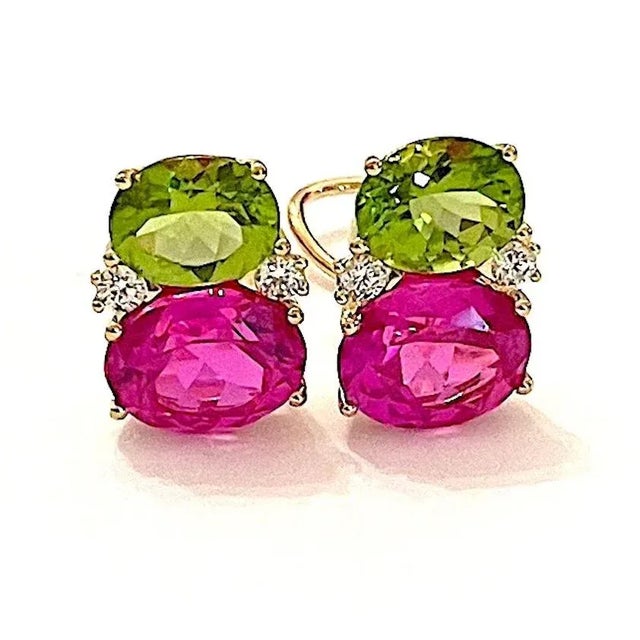 Christina Addison Large Gum Drop Earrings With Amethyst and Pink Topaz and Diamonds - a Pair For Sale - Image 12 of 12