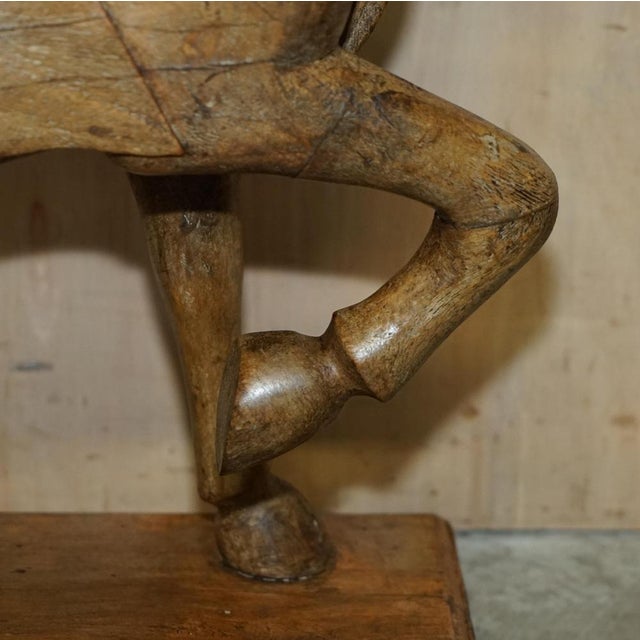 Decorative Hand Carved Wooden Statues of Horses, 1880, Set of 2 For Sale - Image 6 of 18