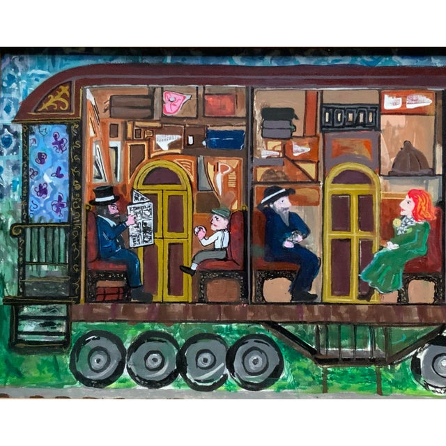 1980s Nyc Outsider Art: 'Passengers on a Train' by Drew - Signed Original For Sale - Image 9 of 10