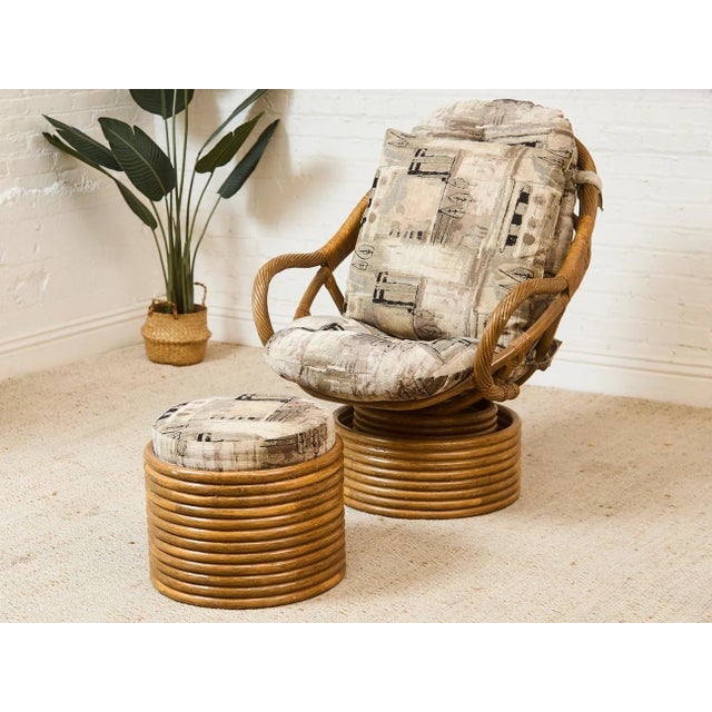 Bamboo Vintage Chair and Ottoman For Sale - Image 4 of 12