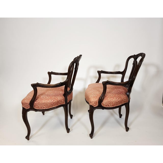 French Vintage French Style Carved Armchairs - Pair For Sale - Image 3 of 12