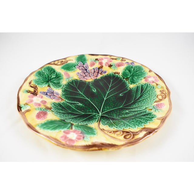 Wedgwood Majolica Yellow Grape leaf & Strawberry Plate Chairish