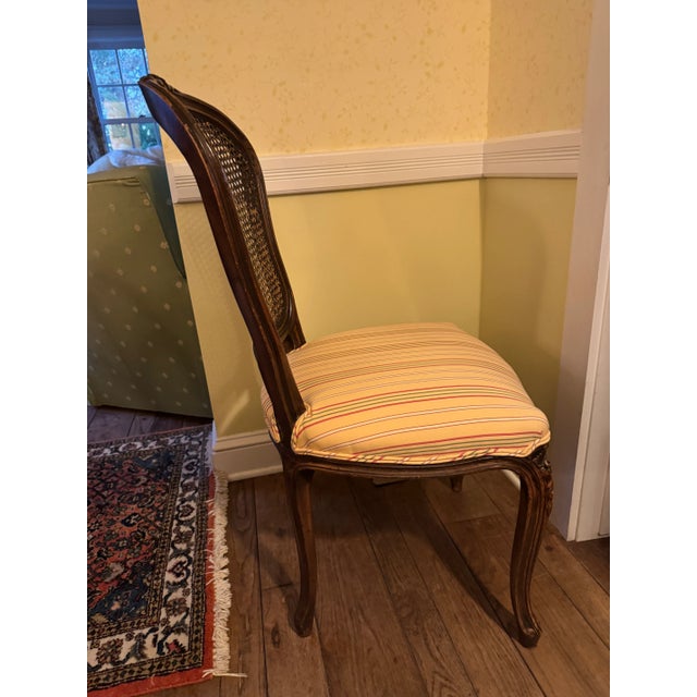 Pair of Antique French Louis XV–Style Caned Side Chairs, Upholstered Seat For Sale In New York - Image 6 of 9