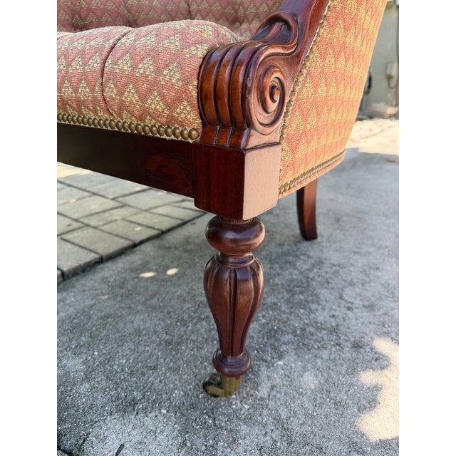 Vintage Hickory Chair Edwardian Club Chair in Mahogany With Brass Casters For Sale - Image 10 of 12
