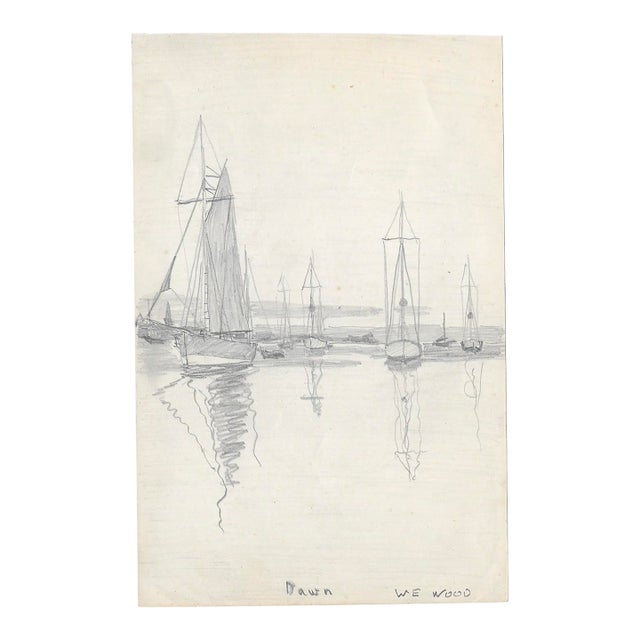 1943 Dawn Nautical Drawing by William Wood For Sale