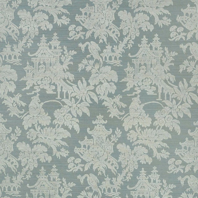 Sample - Schumacher Brighton Sisal Wallpaper in Mineral For Sale