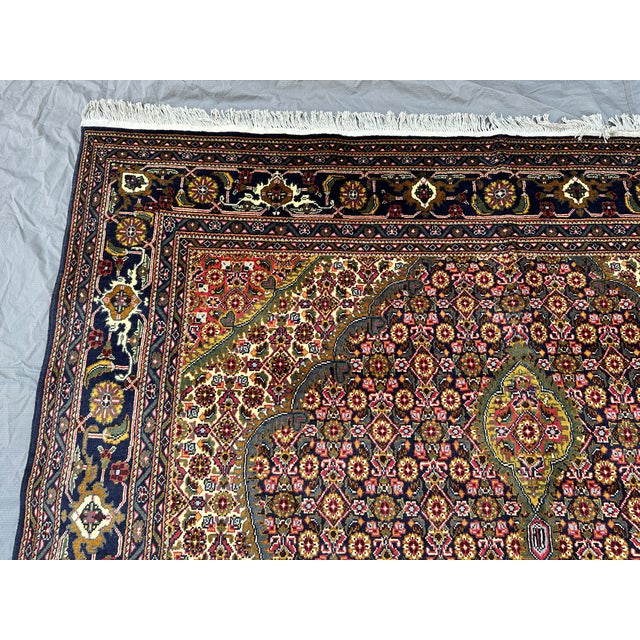 Green Multicolor Tabriz Mahi Hand-Knotted Wool Rug - 6'5" X 9'9" For Sale - Image 8 of 12