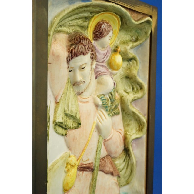 Bas-Relief Plaque Sculpture of Saint Christopher with Baby Jesus from Le Tre Aaa, Turin, Italy, 1920s For Sale - Image 15 of 18