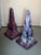 Purple 19th Century Slag Glass Obelisk Monuments in Agate Purple & White - a Pair For Sale - Image 8 of 9