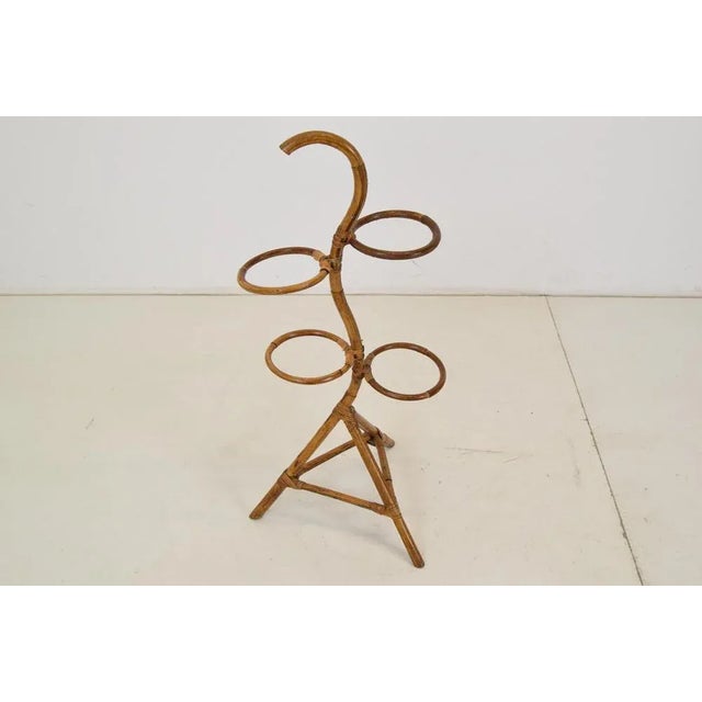 Mid-Century Rattan and Bamboo Flower Stand, 1950s For Sale - Image 3 of 12