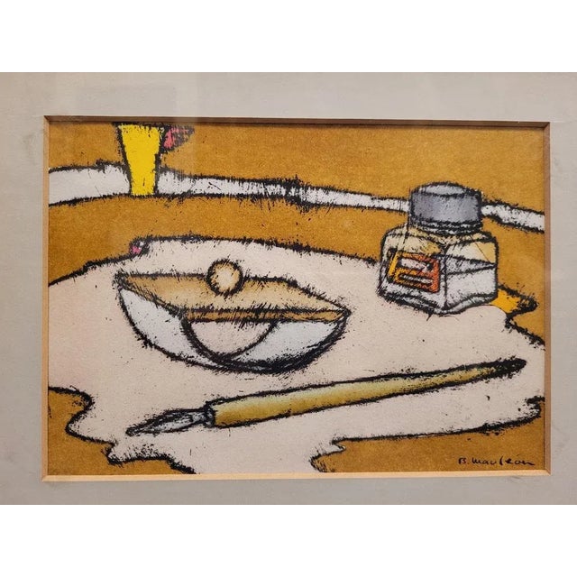 Benito Mauleón, Still Life of a Notary's Office, Engraving, 20th Century, Framed For Sale - Image 4 of 9