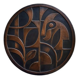Circular Geometric Abstract Metal Wall Relief For Sale