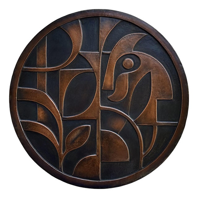Circular Geometric Abstract Metal Wall Relief For Sale