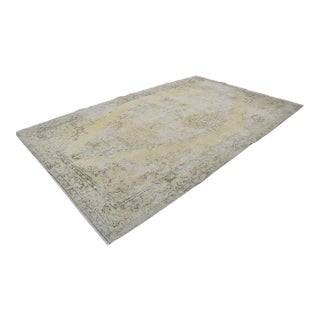 1950s Oushak Handknotted Floral Rug For Sale