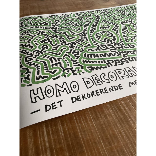 Forest Green Homo Decorans Poster attributed to Keith Haring, Denmark, 2018 For Sale - Image 8 of 10