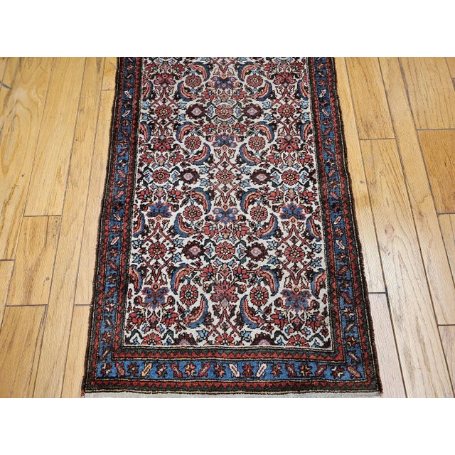 Textile Vintage Persian Malayer Runner, Hand-Knotted Wool, Ivory, 1920s For Sale - Image 7 of 12