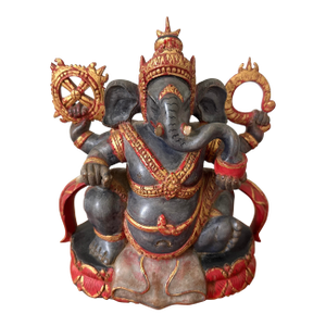 Vintage Mid-Century Signed Balinese Hand-Carved Ganesha Wood Sculpture by I Wayan Pageh