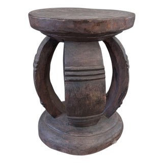 Vintage Rustic Wood African Large Baga Stool/Table Guinea-Bissau 15.5" H by 12"w For Sale