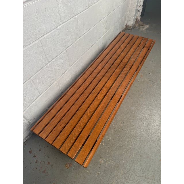 Mid 20th Century Lovely Mid-Century Modern Walnut Slat Bench For Sale - Image 5 of 16