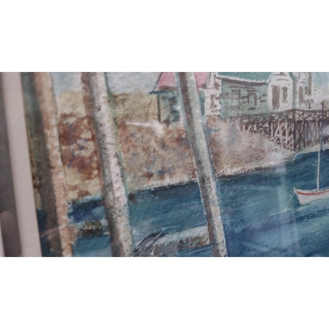 Late 20th Century Maxwell Mandell Fishing Cove Watercolor Painting For Sale In New York - Image 6 of 10