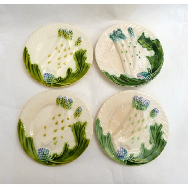Antique Asparagus Plates in Salins Earthenware, 1890s, Set of 8 For Sale - Image 3 of 16