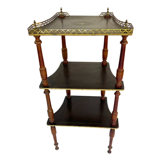 Napoleon III Side Table in Walnut and Brass For Sale