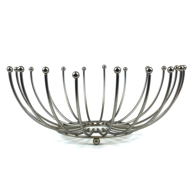 Gothic 1960s Mid-Century Modern Brutalist Satin Finish Steel Bread or Fruit Basket For Sale - Image 3 of 8