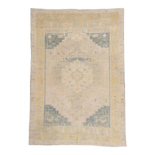 Vintage Turkish Oushak Rug, 04'02 X 06'00 For Sale