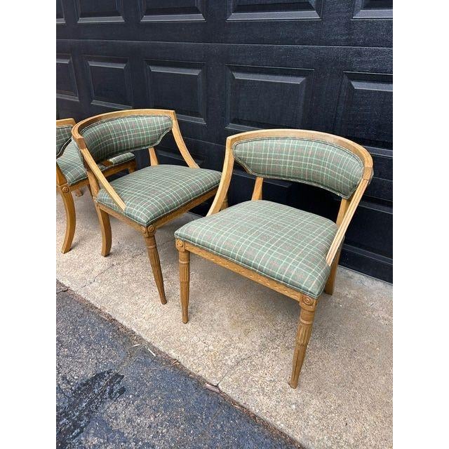 Wood Set of 4 Custom Restoration Hardware Swedish Demi-Lune Chairs For Sale - Image 7 of 14
