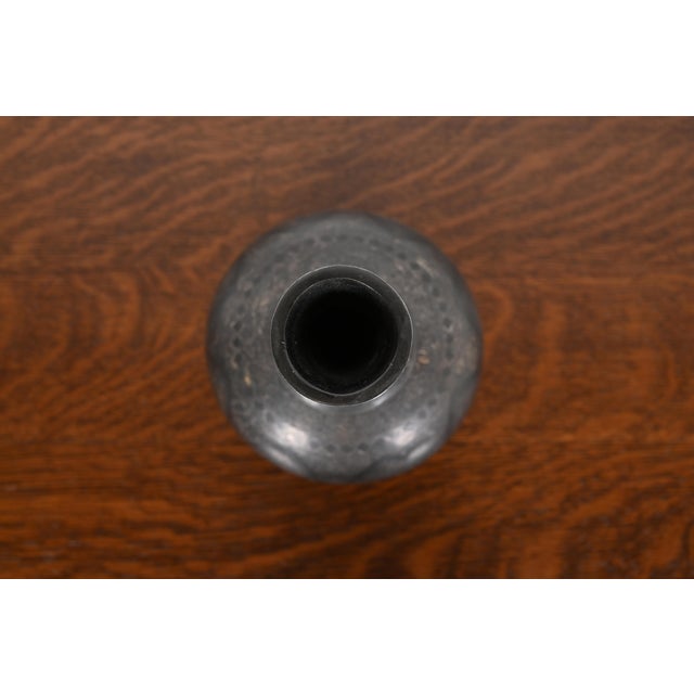 Black Vintage Bidriware Sterling Silver on Patinated Bronze Vase or Vessel For Sale - Image 8 of 11