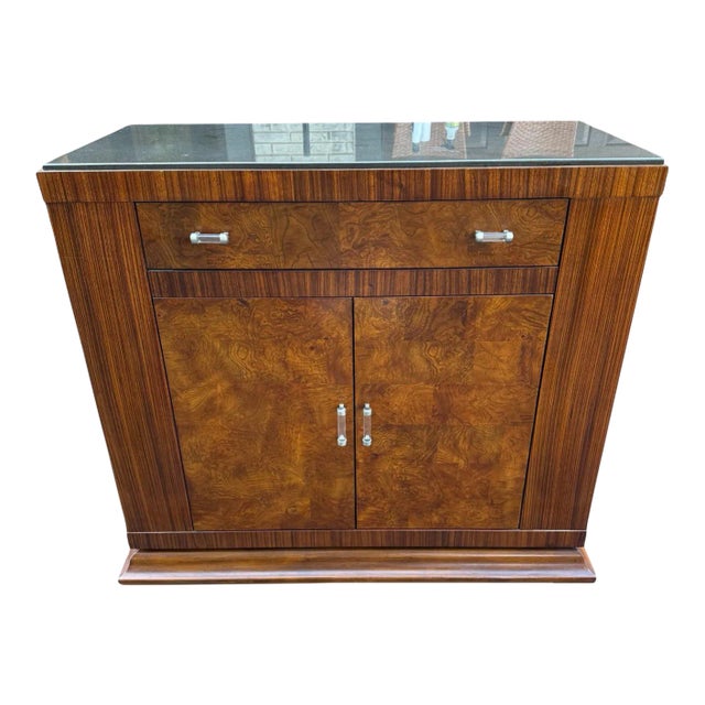 Burl Wood Sideboard Bar With Granite Top For Sale