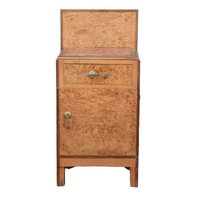 Art Deco Nightstand in Walnut Burl Wood For Sale