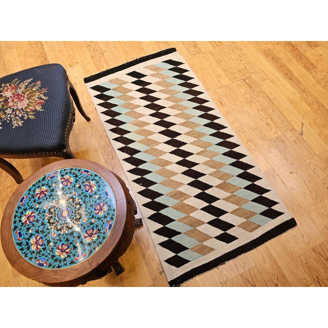 Vintage Navajo Rug, Eye Dazzler Pattern, Wool & Cotton, Native American Wall Art, 3x5 For Sale - Image 12 of 12