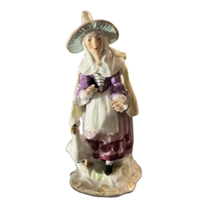 Antique Continental Porcelain Figurine of Old Mother Goose
