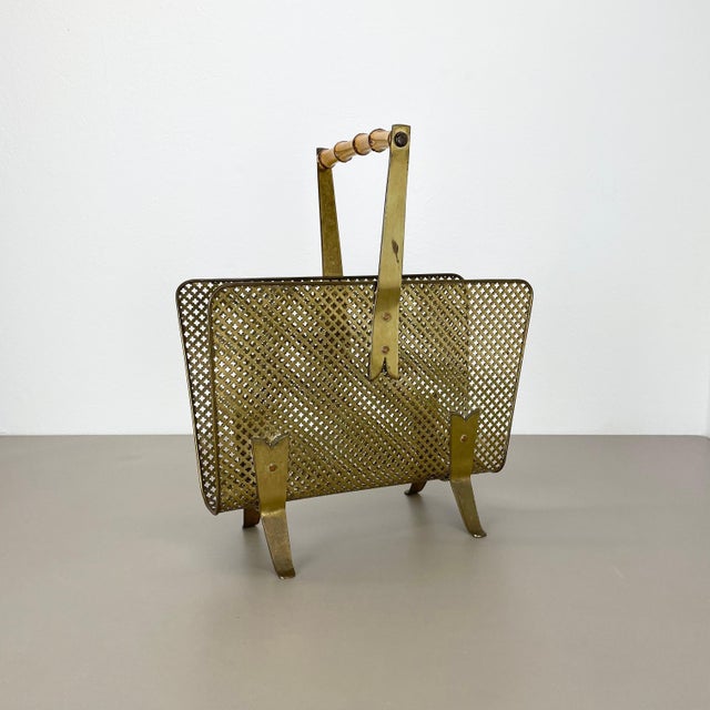 1950s Brass and Bamboo Magazine Holder in the style of Carl Auböck, Austria, 1950s For Sale - Image 5 of 18